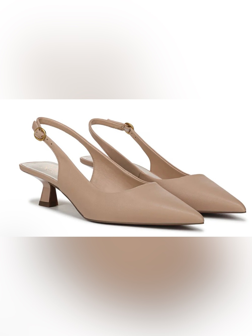 Franco Sarto Beige Pointed Toe Slingback Heels